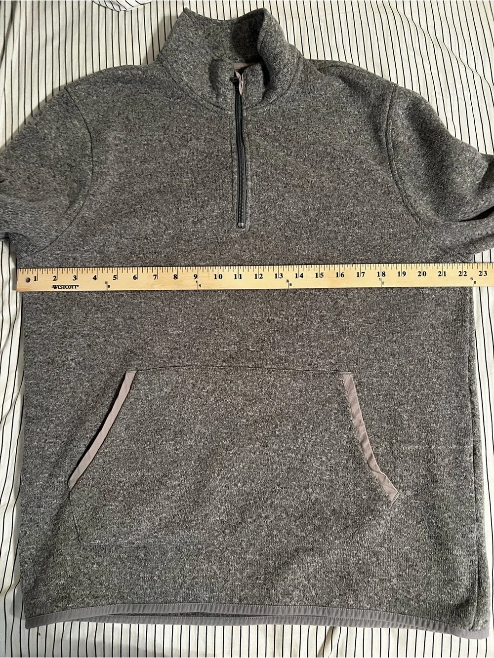 J. Crew Mercantile Heather Gray Quarter-Zip Pullover Fleece Lined Sweater Size L